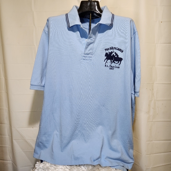 Ralph Lauren Men's Blue Polo Shirt RL Two Horses - Picture 9 of 10
